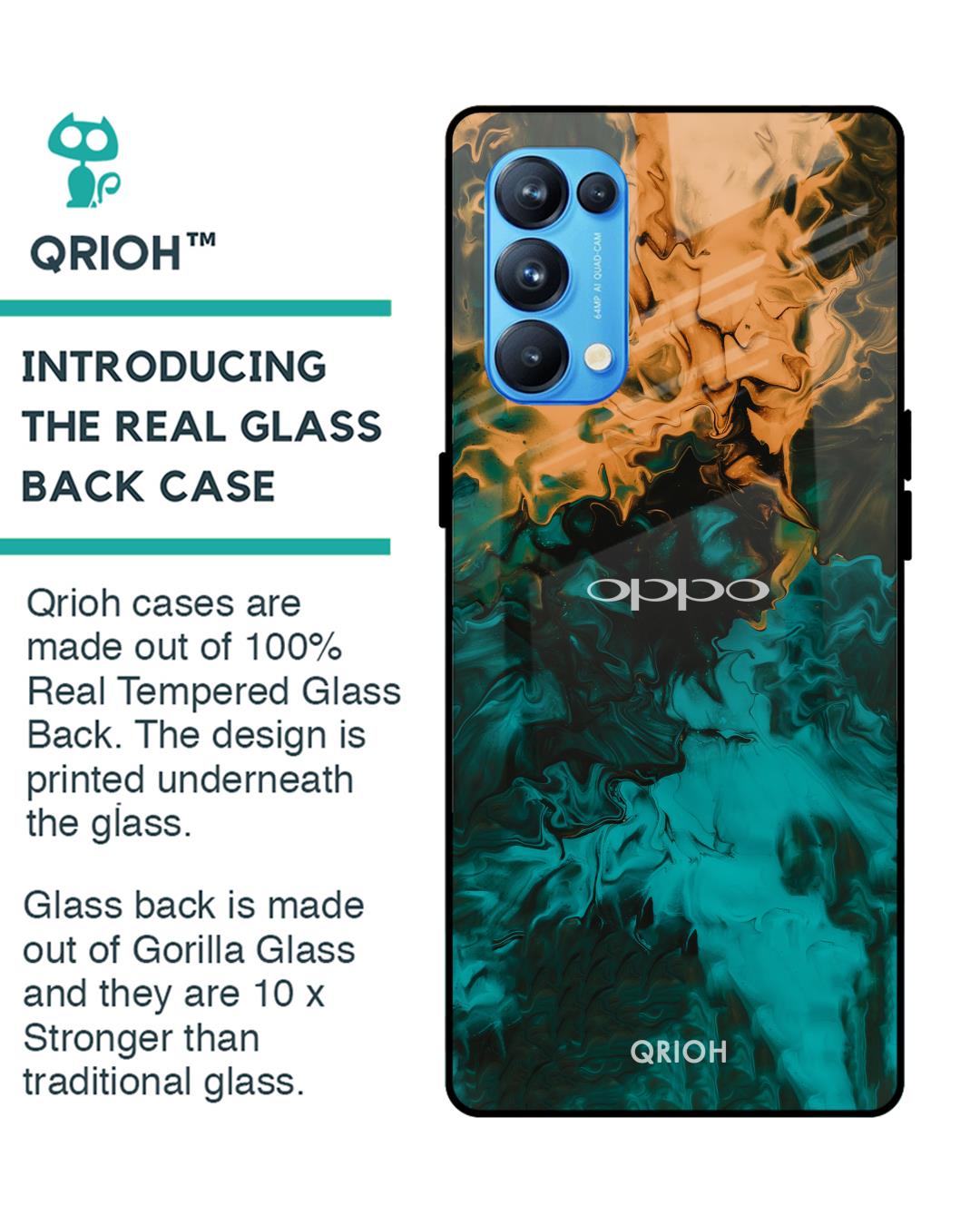 Shop Zig-Zag Printed Premium Glass Cover For Oppo Reno 5 Pro (Impact Resistant, Matte Finish)-Back