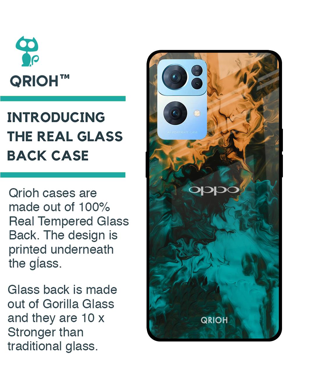 Shop Zig-Zag Printed Premium Glass Cover For Oppo Reno7 Pro 5G (Impact Resistant, Matte Finish)-Back