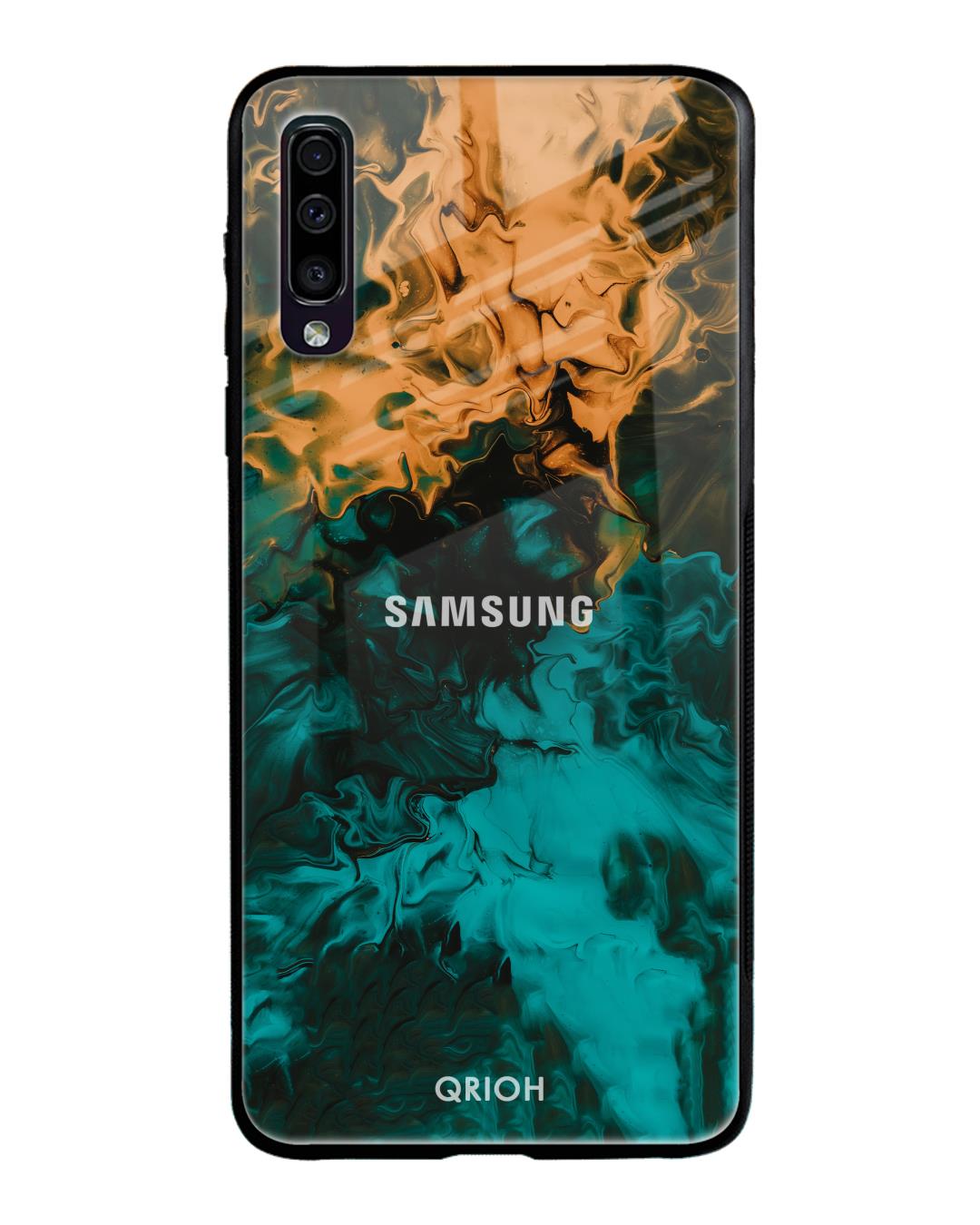 Shop Zig-Zag Printed Premium Glass Cover For Samsung Galaxy A70(Impact Resistant, Matte Finish)-Back