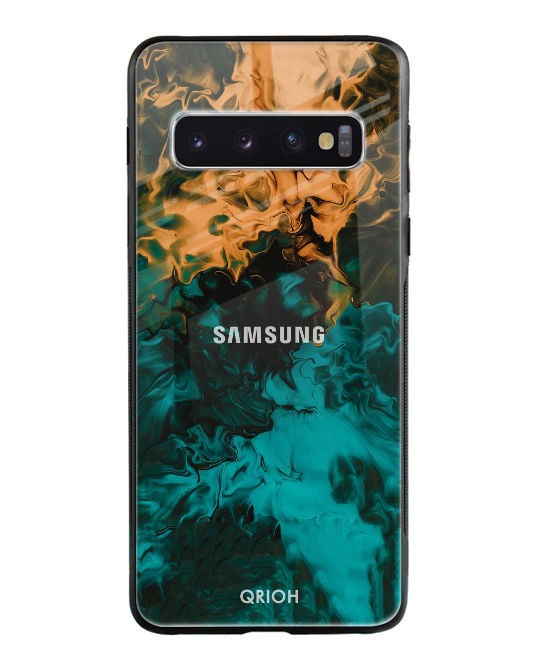 Shop Zig-Zag Printed Premium Glass Cover For Samsung Galaxy S10(Impact Resistant, Matte Finish)-Back