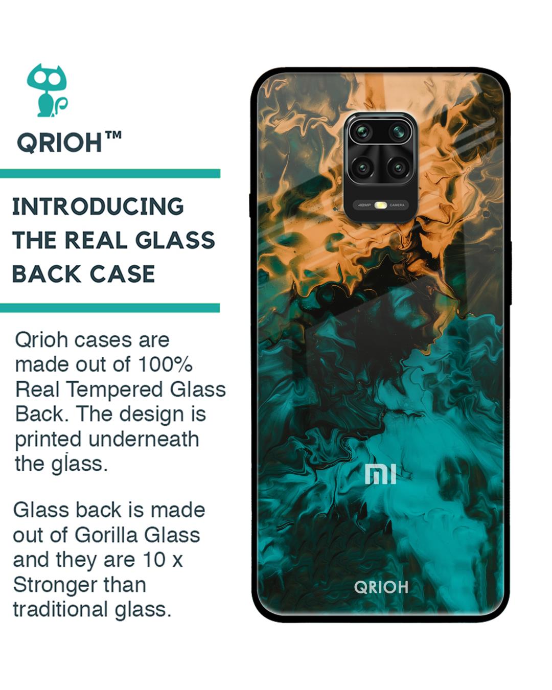 Shop Zig-Zag Printed Premium Glass Cover For Xiaomi Redmi Note 9 Pro (Impact Resistant, Matte Finish)-Back