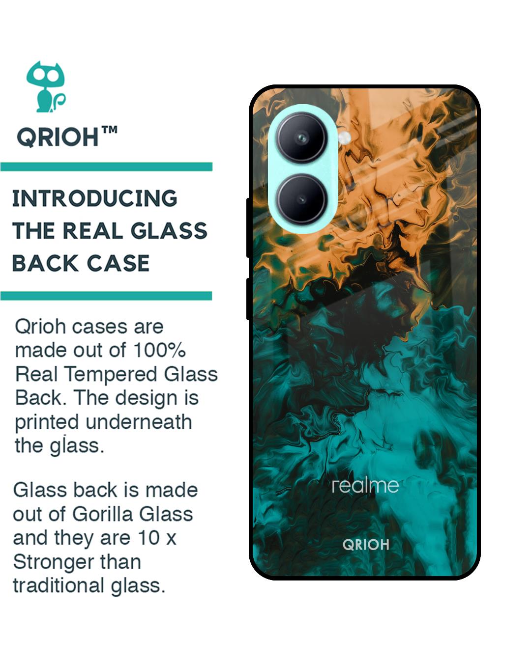 Shop Zig-Zag Watercolor Printed Premium Glass Case for Realme C33 (Shock Proof,Scratch Resistant)-Back