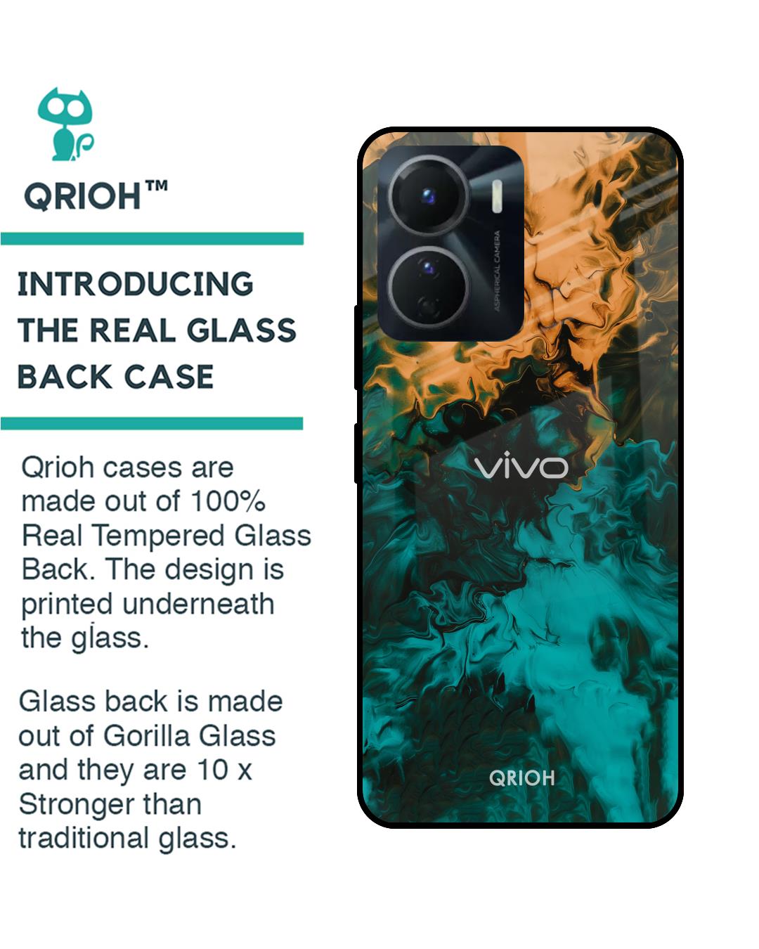 Shop Zig-Zag Watercolor Printed Premium Glass Case for Vivo Y16 (Shock Proof,Scratch Resistant)-Back