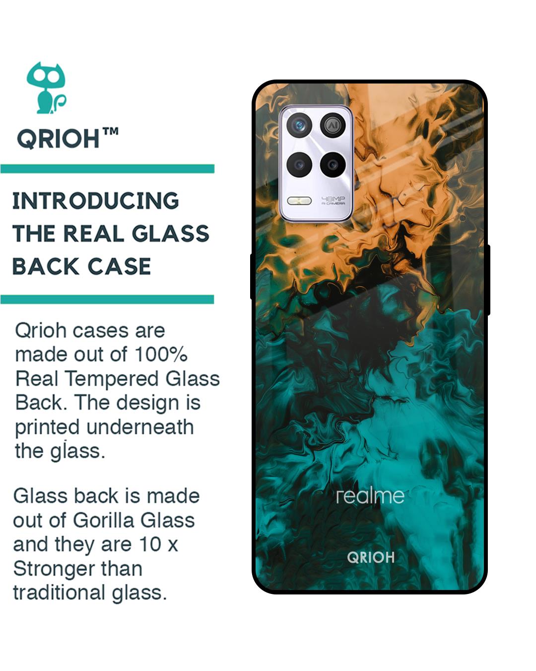 Shop Zig-Zag Watercolor Printed Premium Glass Cover for Realme 9 5G (Shock Proof, Scratch Resistant)-Back
