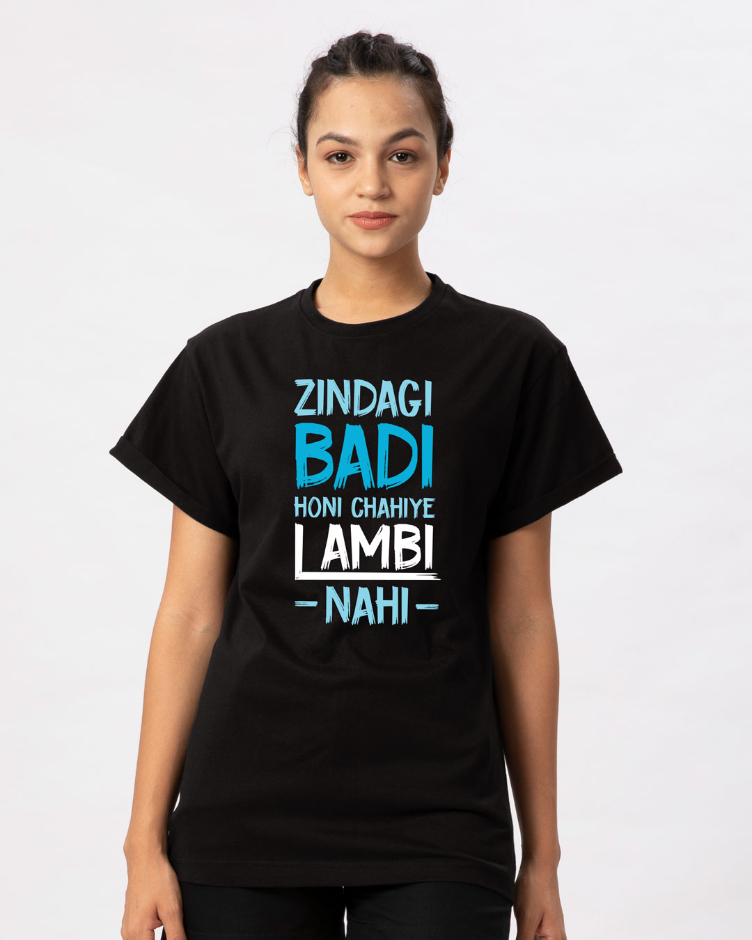 Shop Zindagi Badi Honi Chahiye Boyfriend T-Shirt-Back