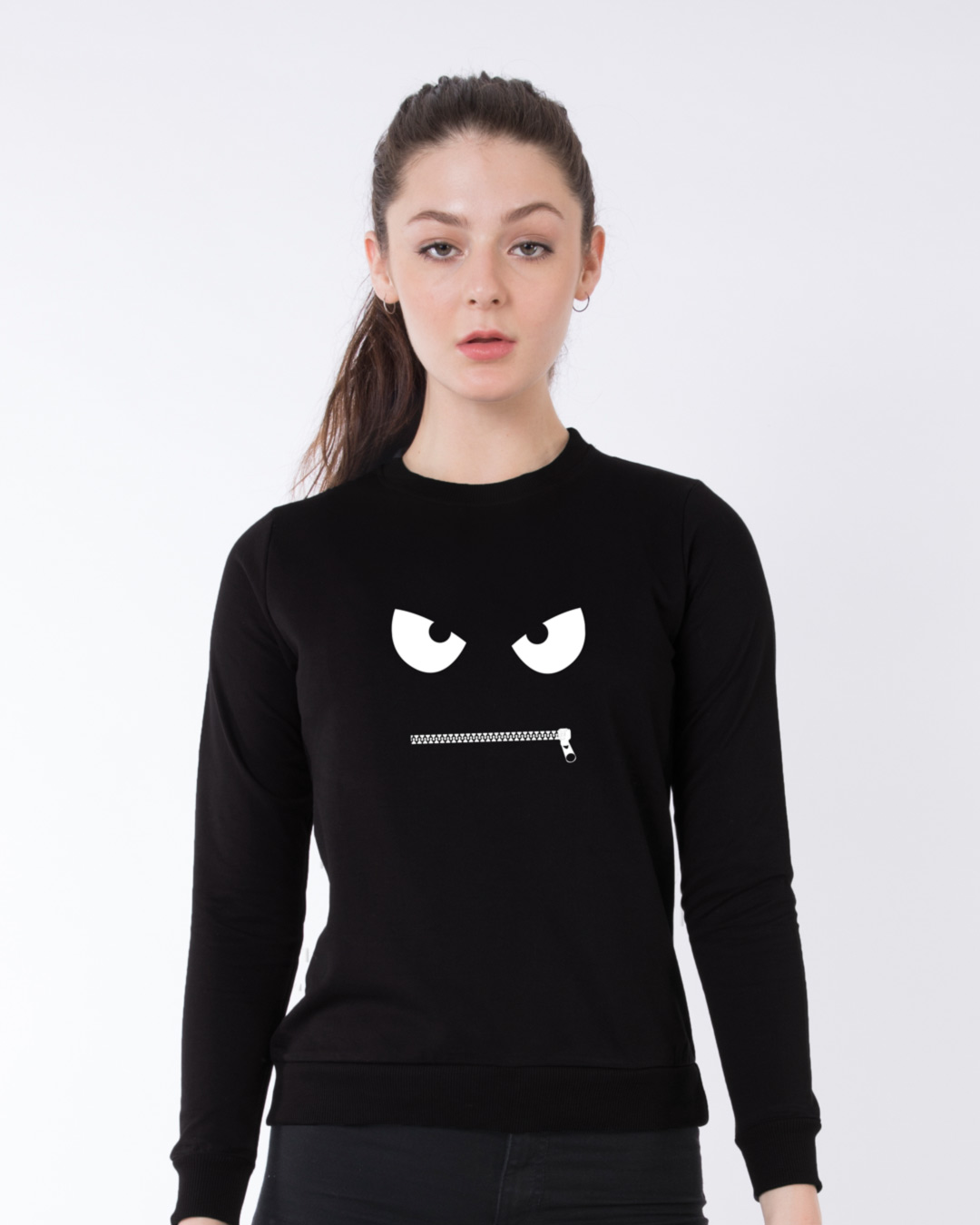 Buy Zip It Crew Neck Sweatshirt Online at Bewakoof