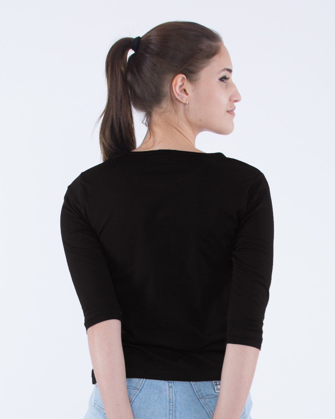 Shop Zip It Round Neck 3/4th Sleeve T-Shirt-Back