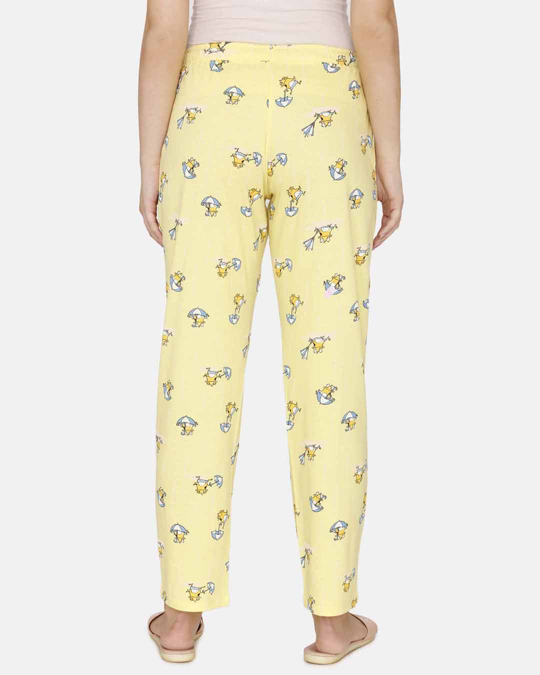 Shop Women's Yellow Popcorn Groggy Froggy Knit Cotton Pyjamas-Back