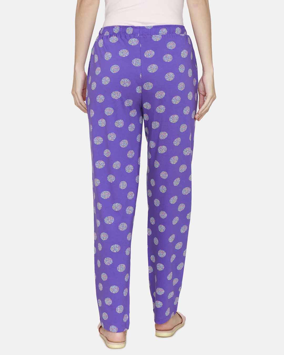 Shop Women's Purple Corallites Impression Cotton Pyajama-Back