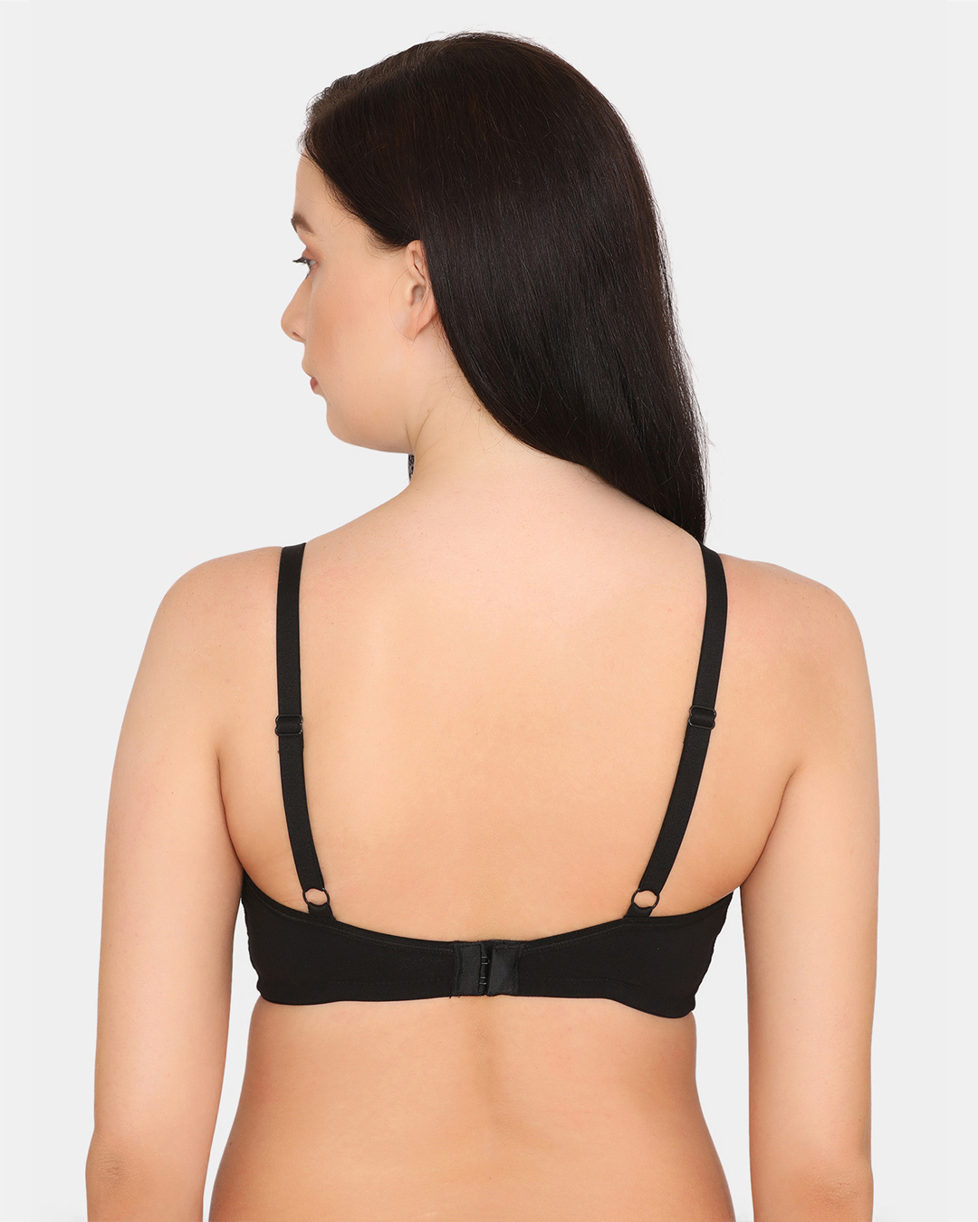 Shop Rosaline Basics Double Layered Non Wired 3/4th Coverage Bra   Anthracite-Back