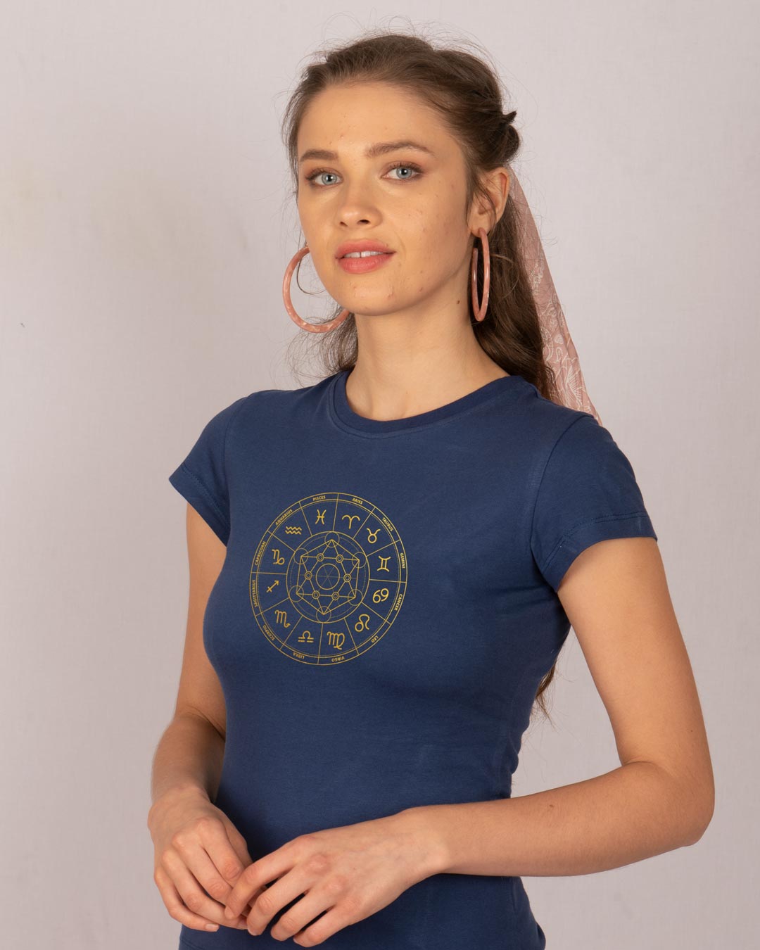 Buy Zodiac Signs Gold Print Half Sleeve T-Shirt Online at Bewakoof