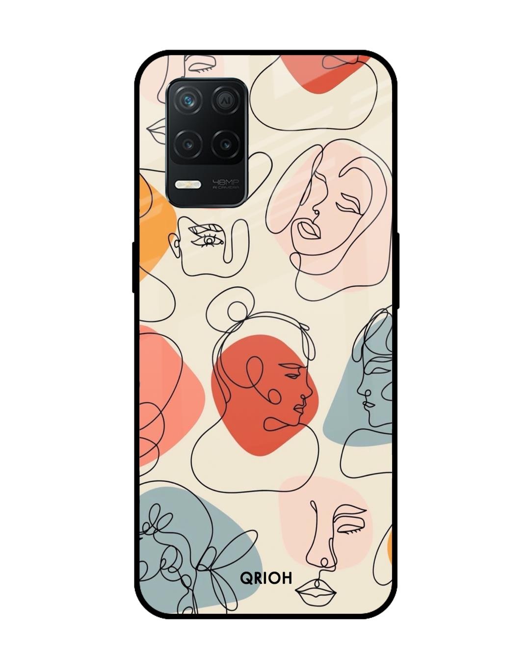 Shop Abstract Faces Printed Premium Glass Cover for Realme 8 5G (Shock Proof, Scratch Resistant)-Front