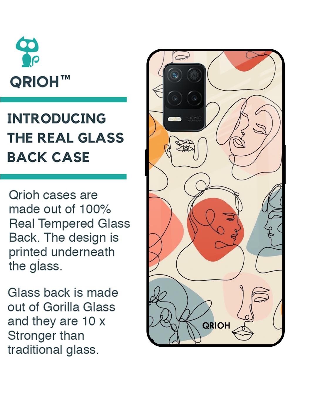 Shop Abstract Faces Printed Premium Glass Cover for Realme 8 5G (Shock Proof, Scratch Resistant)-Back