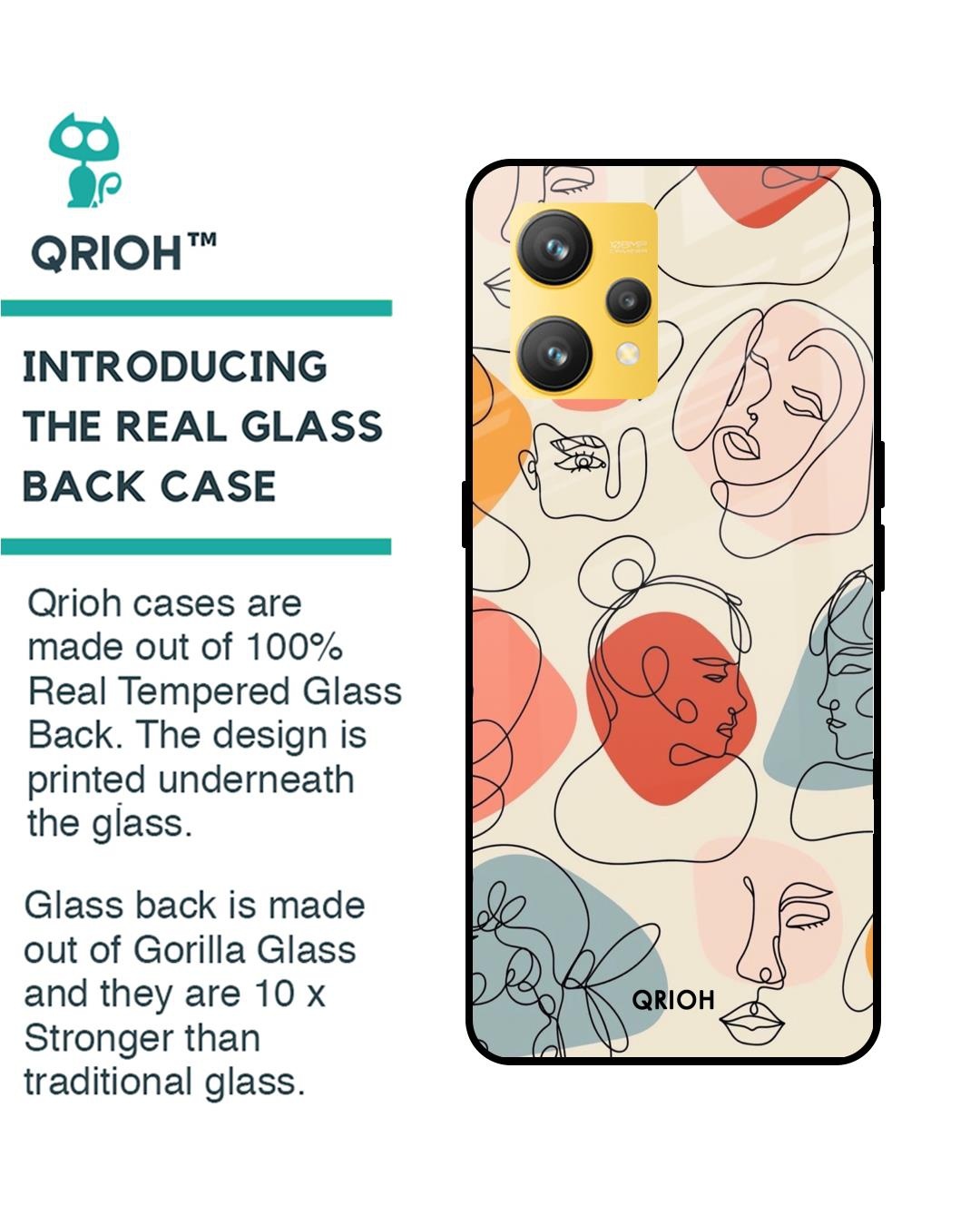 Shop Abstract Faces Printed Premium Glass Cover for Realme 9 4G (Shock Proof, Scratch Resistant)-Back
