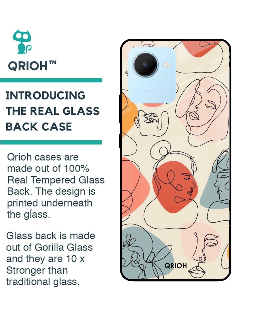 Shop Abstract Faces Printed Premium Glass Cover for Realme C30 (Shock Proof, Scratch Resistant)-Back