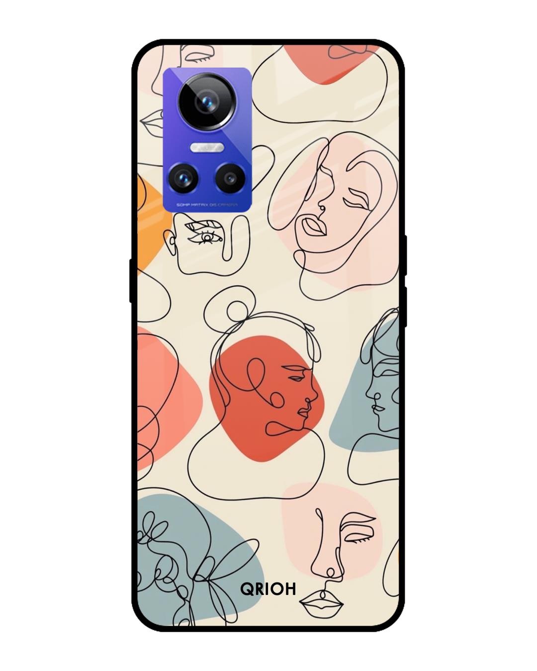 Shop Abstract Faces Printed Premium Glass Cover for Realme GT Neo 3 (Shock Proof, Scratch Resistant)-Front