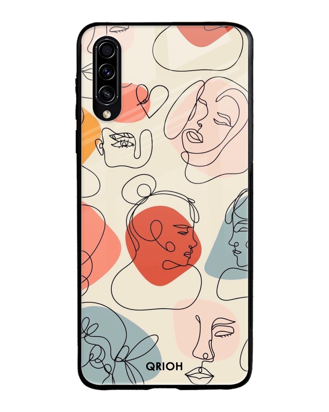 Shop Abstract Faces Printed Premium Glass Cover For Samsung Galaxy A70s(Impact Resistant, Matte Finish)-Front