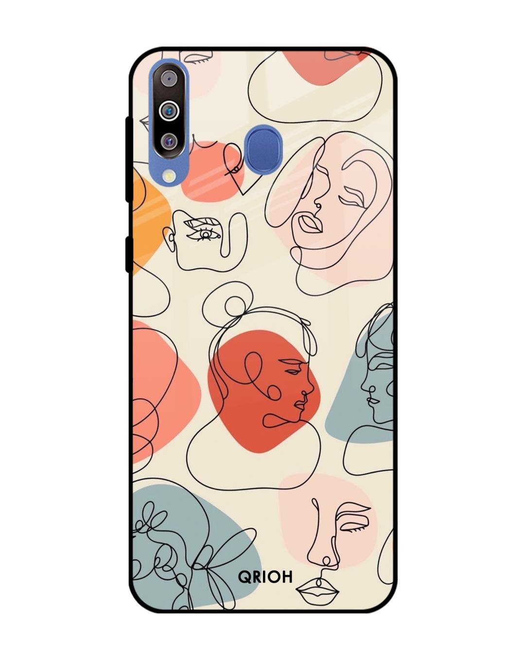 Shop Abstract Faces Printed Premium Glass Cover For Samsung Galaxy M40(Impact Resistant, Matte Finish)-Front