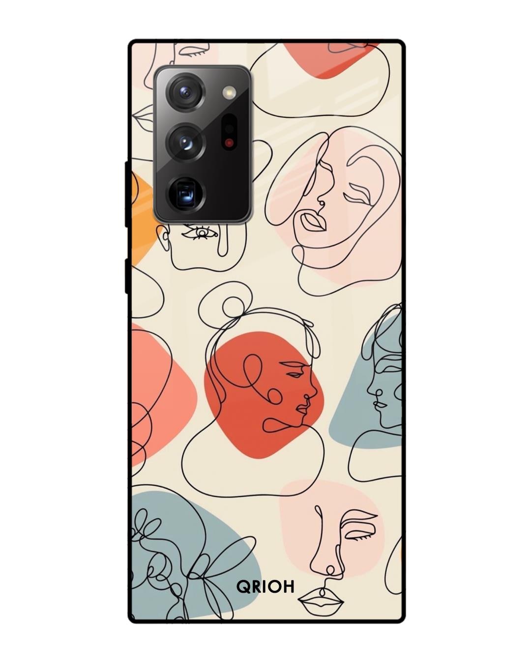 Shop Abstract Faces Printed Premium Glass Cover For Samsung Galaxy Note 20 Ultra(Impact Resistant-Front