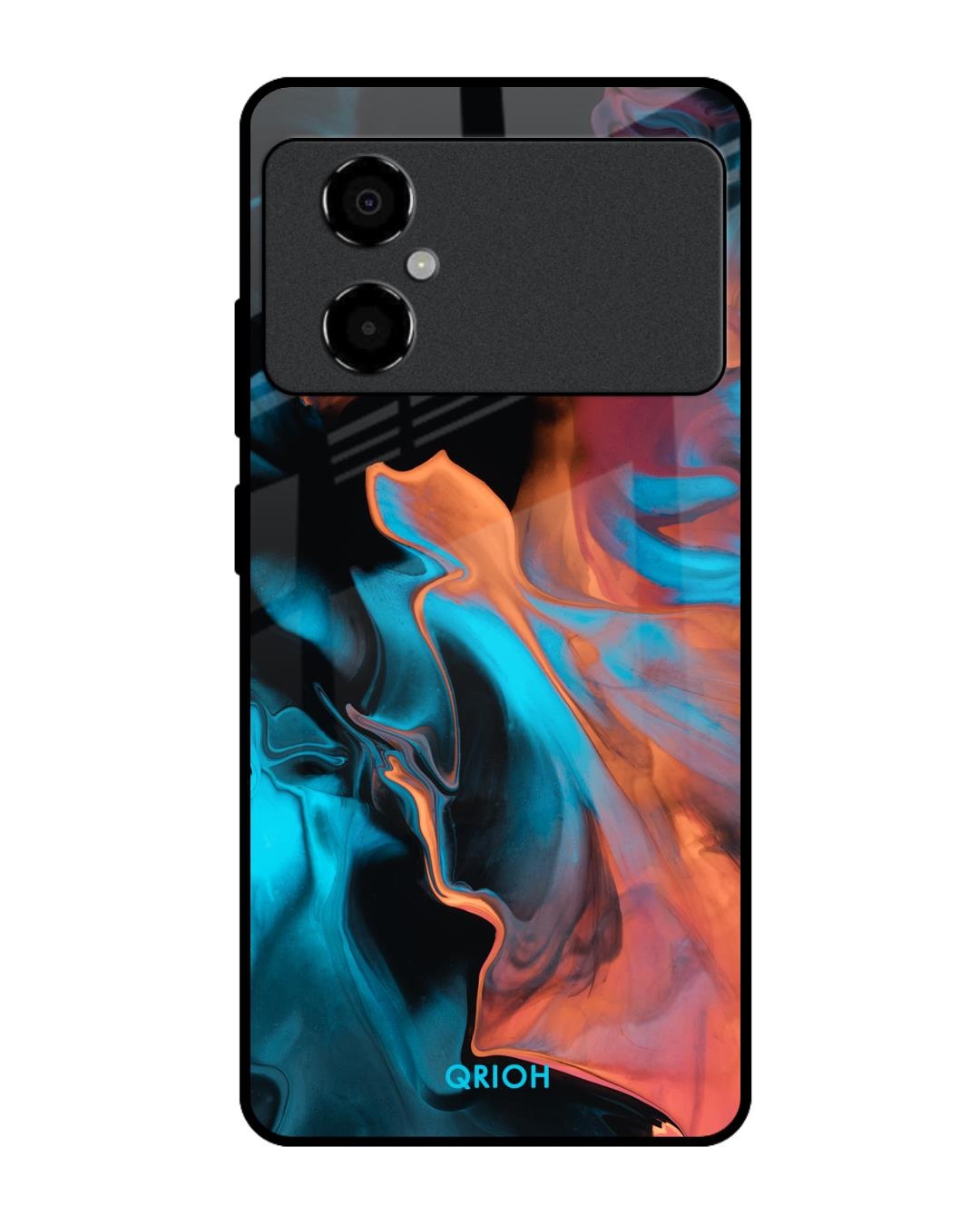 Shop Abstract Painting Printed Premium Glass Case for Poco M4 5G (Shock Proof,Scratch Resistant)-Front
