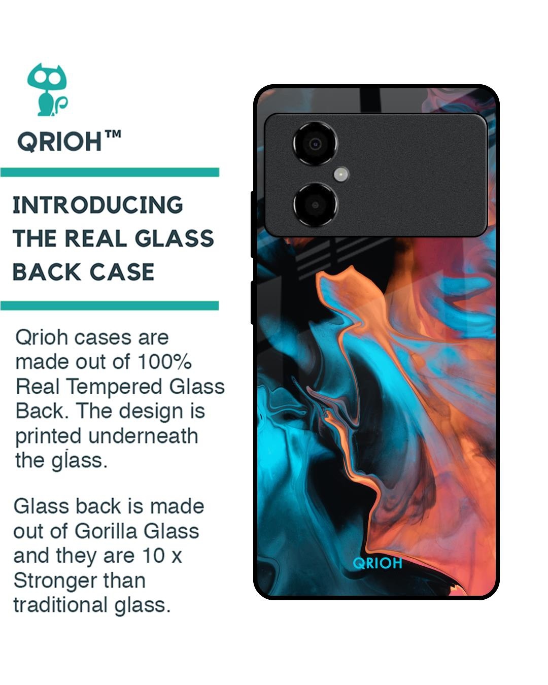 Shop Abstract Painting Printed Premium Glass Case for Poco M4 5G (Shock Proof,Scratch Resistant)-Back