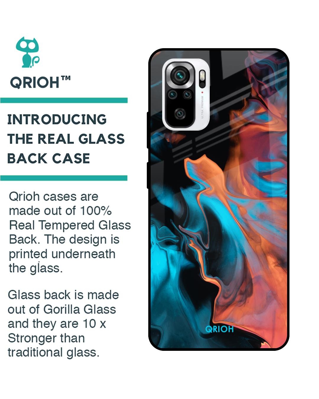 Shop Abstract Painting Printed Premium Glass Case for Redmi Note 11 SE (Shock Proof,Scratch Resistant)-Back