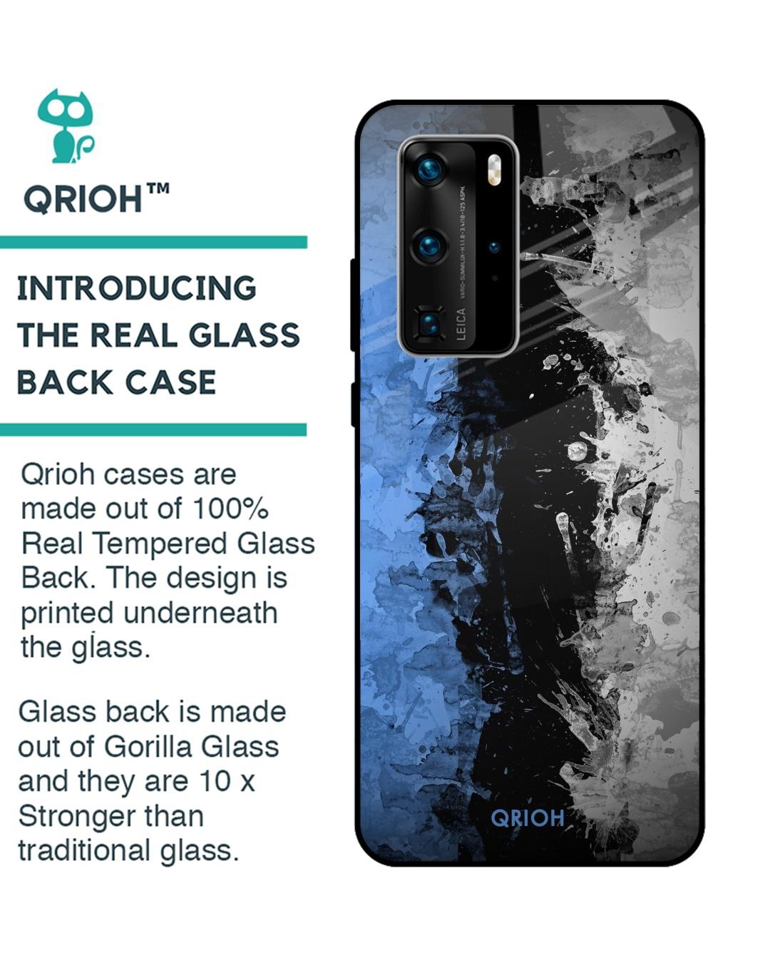 Shop Abstract Printed Premium Glass Cover For Huawei P40 Pro (Impact Resistant, Matte Finish)-Back