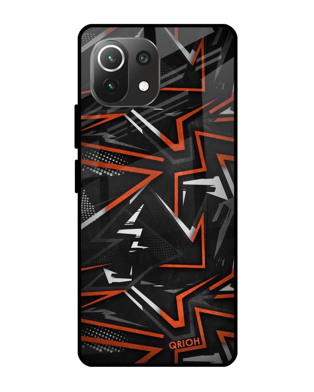 Shop Abstract Printed Premium Glass Cover For Mi 11 Lite (Impact Resistant, Matte Finish)-Front