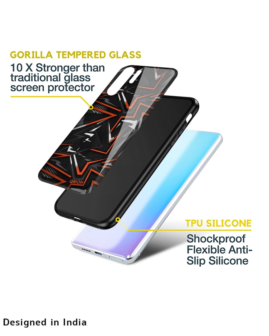 Shop Abstract Printed Premium Glass Cover For Mi 11i HyperCharge (Impact Resistant, Matte Finish)-Design