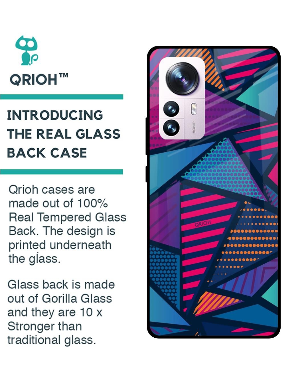 Shop Abstract Printed Premium Glass Cover For Mi 12 Pro 5G (Impact Resistant, Matte Finish)-Back