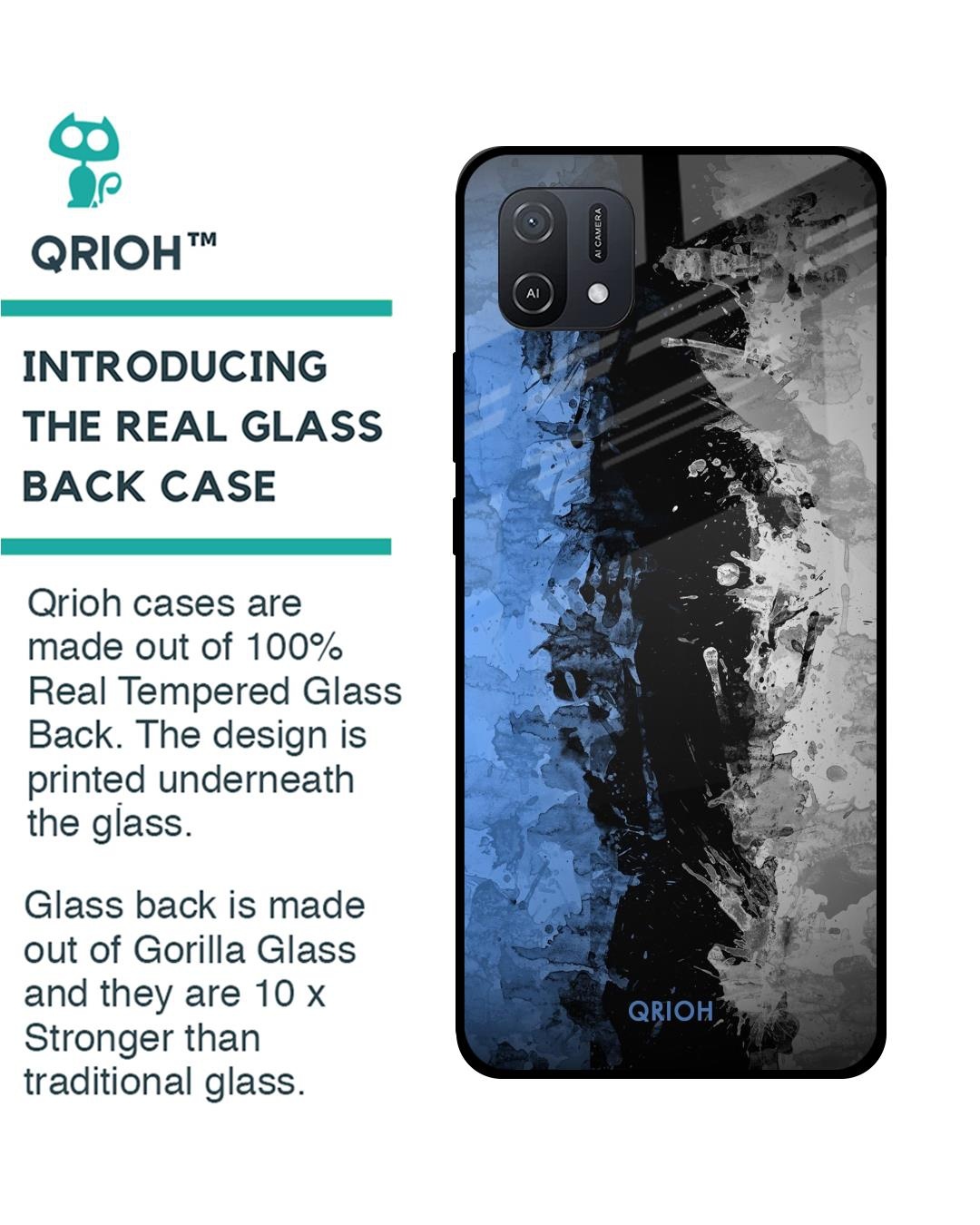 Shop Abstract Printed Premium Glass Cover For Oppo A16K (Impact Resistant, Matte Finish)-Back