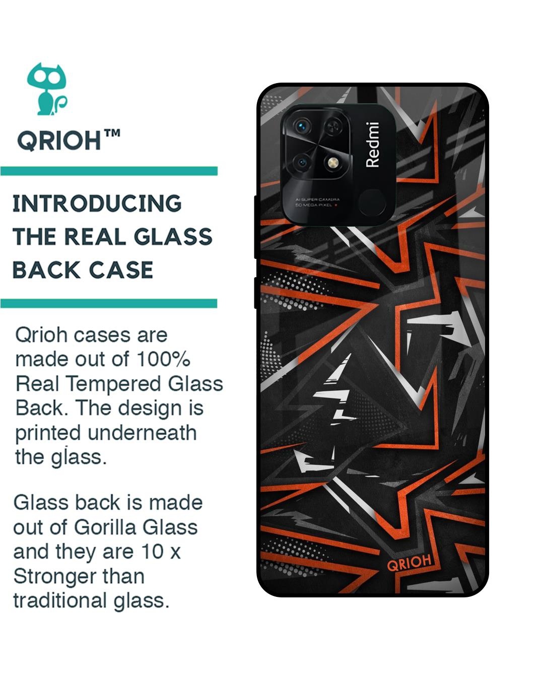 Shop Abstract Printed Premium Glass Cover For Redmi 10 (Impact Resistant, Matte Finish)-Back