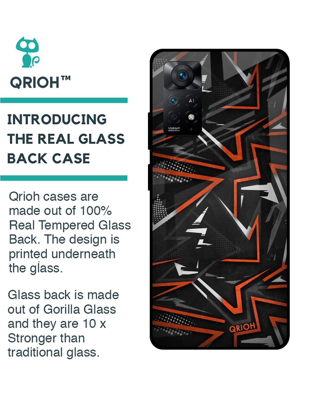 Shop Abstract Printed Premium Glass Cover For Redmi Note 11 Pro 5G (Impact Resistant, Matte Finish)-Back