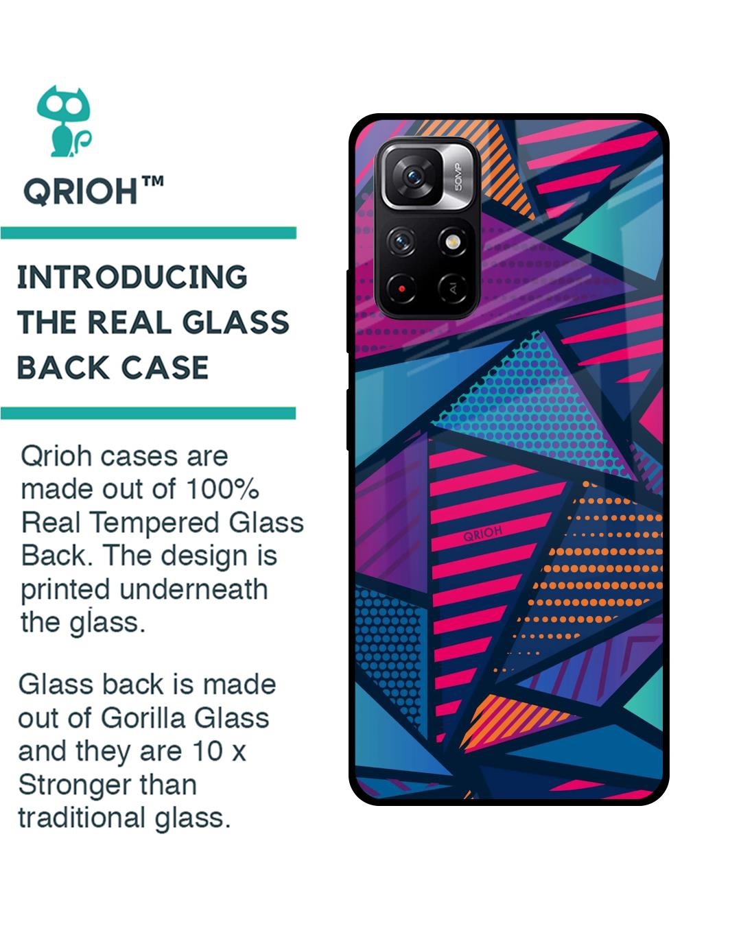 Shop Abstract Printed Premium Glass Cover For Redmi Note 11T 5G (Impact Resistant, Matte Finish)-Back