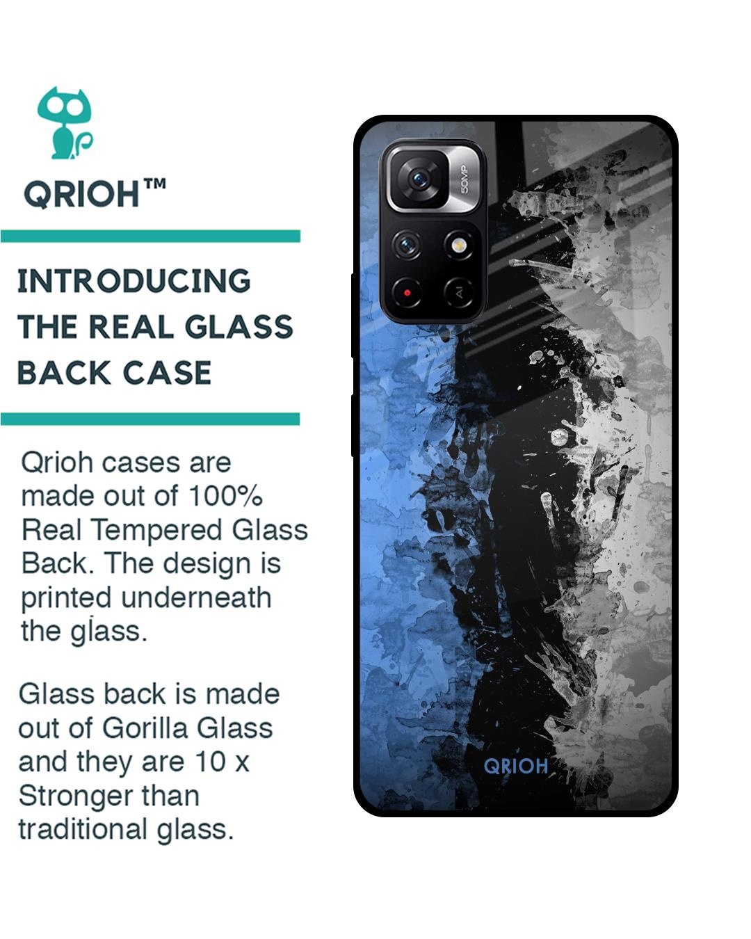Shop Abstract Printed Premium Glass Cover For Redmi Note 11T 5G (Impact Resistant, Matte Finish)-Back