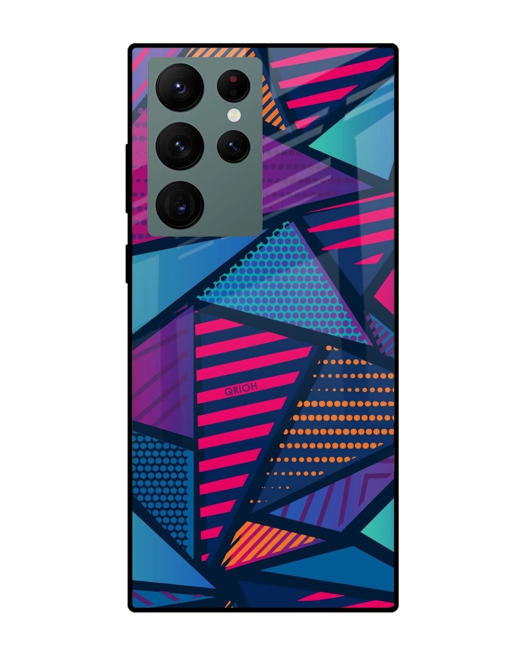 Shop Abstract Printed Premium Glass Cover For  S22 Ultra 5G(Impact Resistant, Matte Finish)-Front