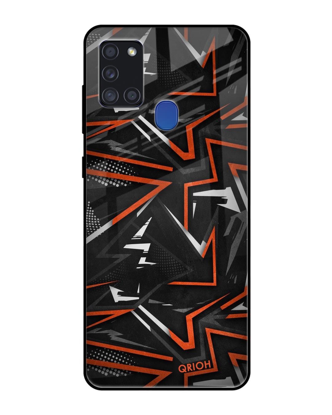 Shop Abstract Printed Premium Glass Cover For Samsung Galaxy A21s(Impact Resistant, Matte Finish)-Front