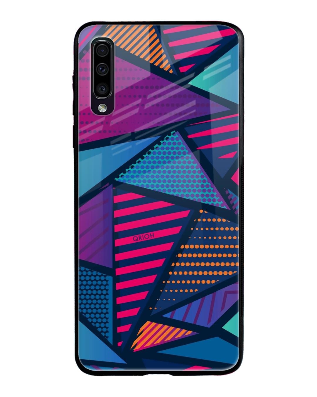 Shop Abstract Printed Premium Glass Cover For Samsung Galaxy A50(Impact Resistant, Matte Finish)-Back