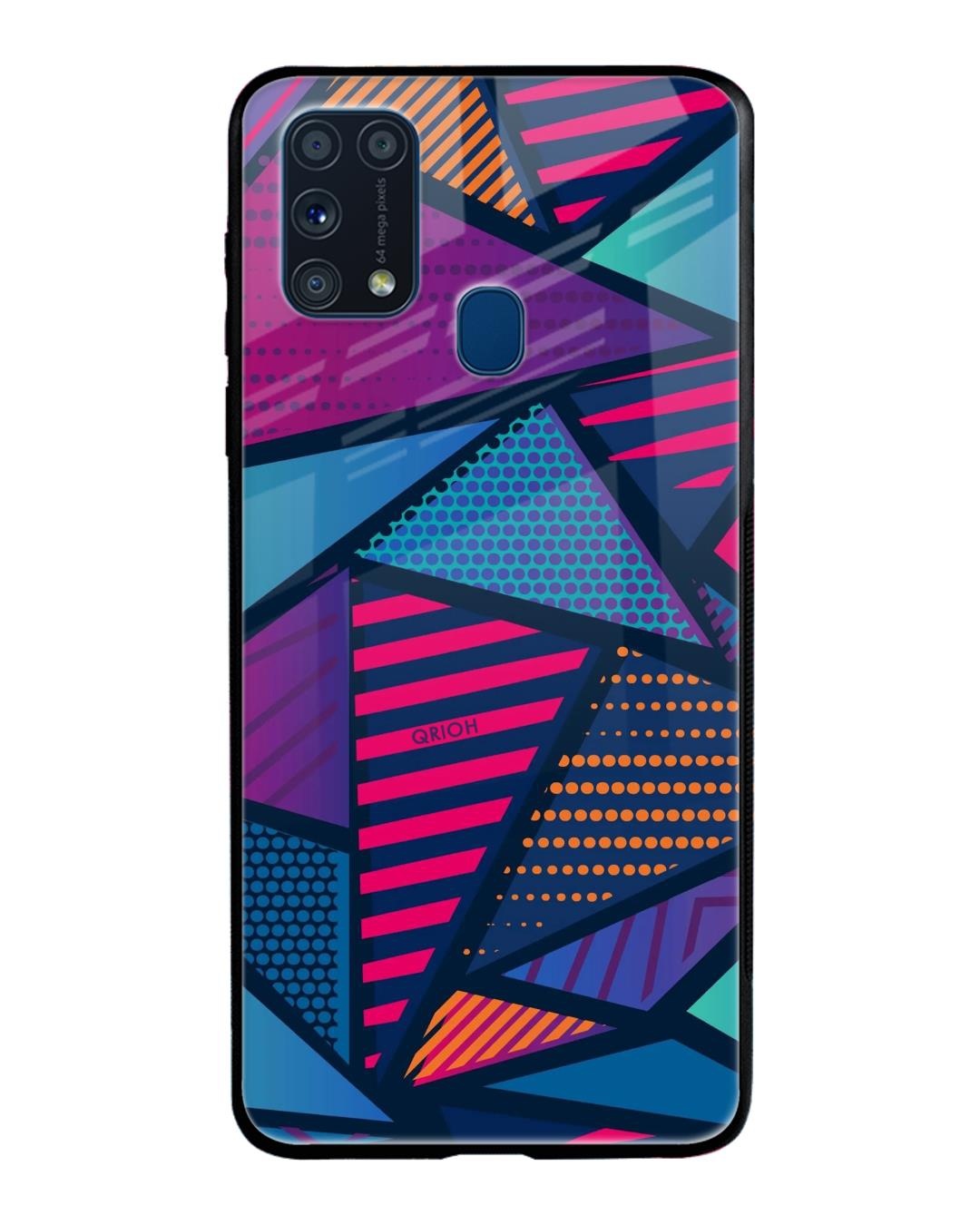 Shop Abstract Printed Premium Glass Cover For Samsung Galaxy M31 Prime(Impact Resistant, Matte Finish)-Back