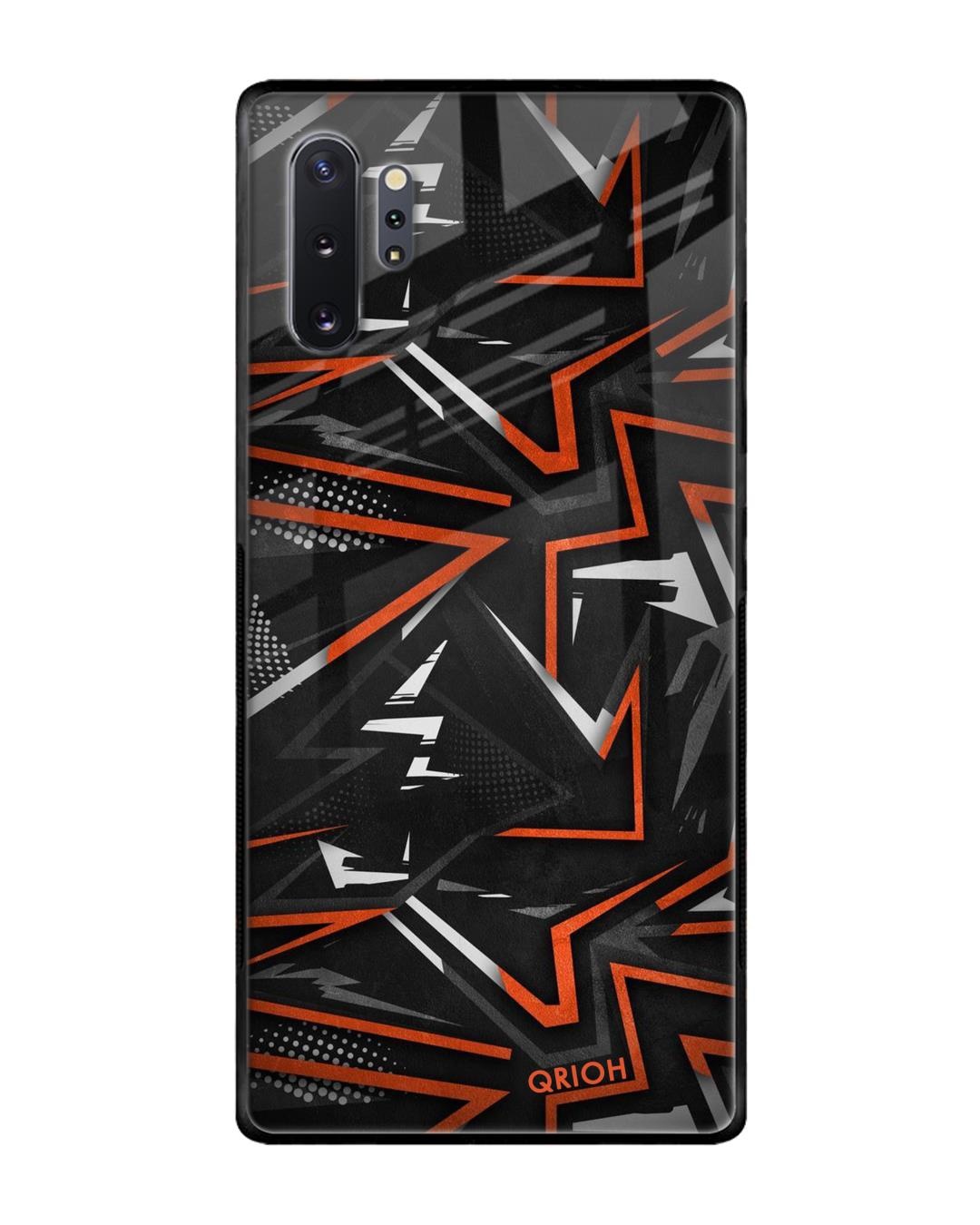 Shop Abstract Printed Premium Glass Cover For Samsung Galaxy Note 10 Plus (Impact Resistant)-Back