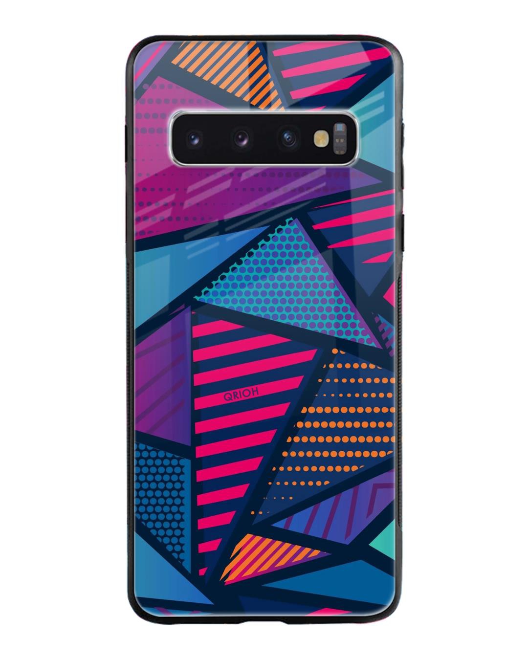 Shop Abstract Printed Premium Glass Cover For Samsung Galaxy S10 Plus(Impact Resistant, Matte Finish)-Back