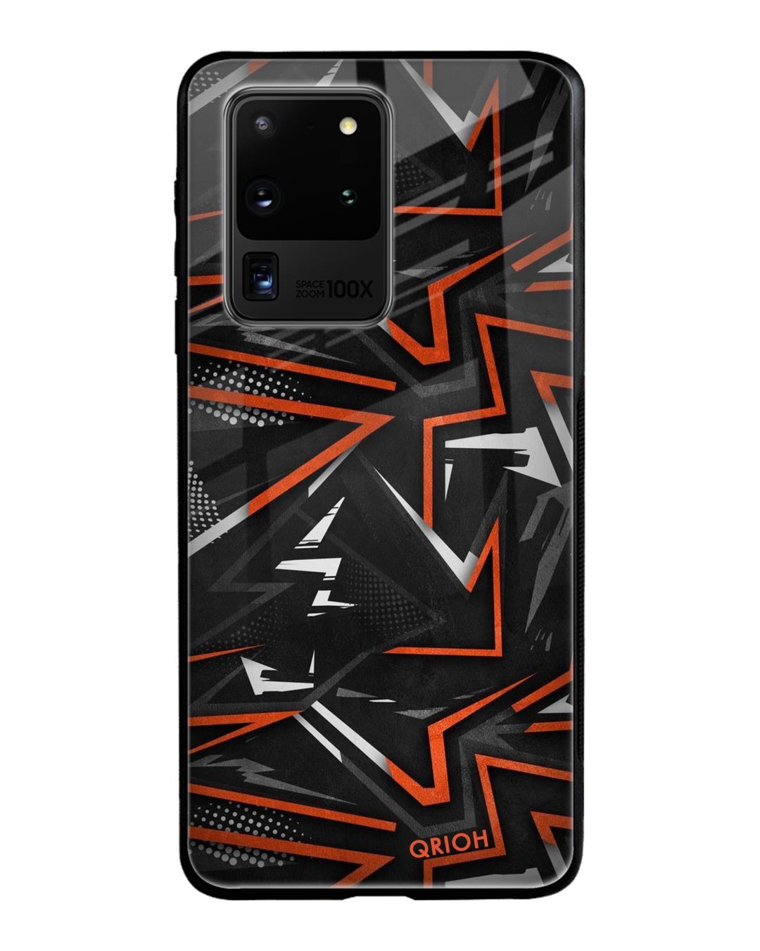 Shop Abstract Printed Premium Glass Cover For Samsung Galaxy S20 Ultra (Impact Resistant)-Front