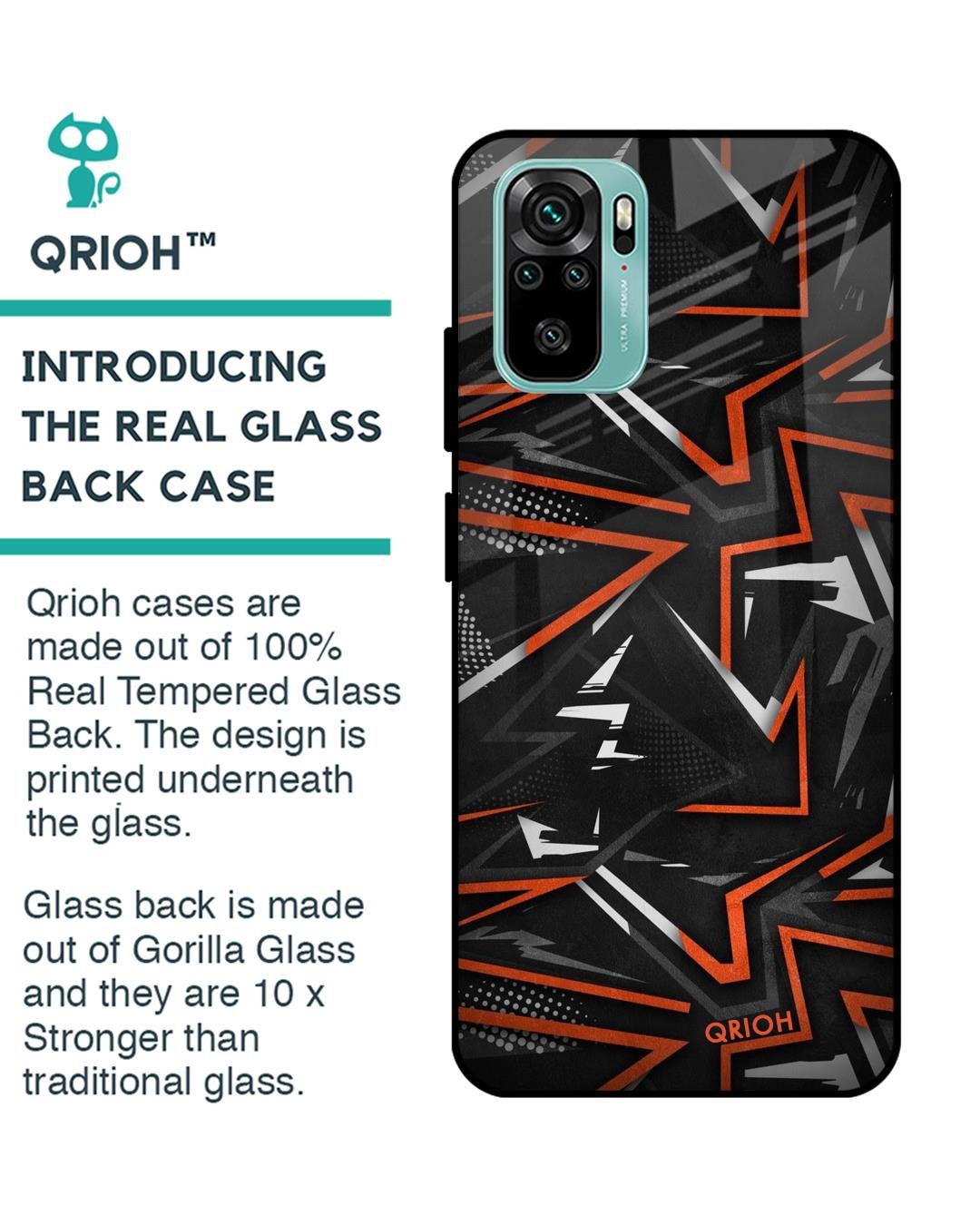 Shop Abstract Printed Premium Glass Cover For Xiaomi Redmi Note 10S (Impact Resistant, Matte Finish)-Back