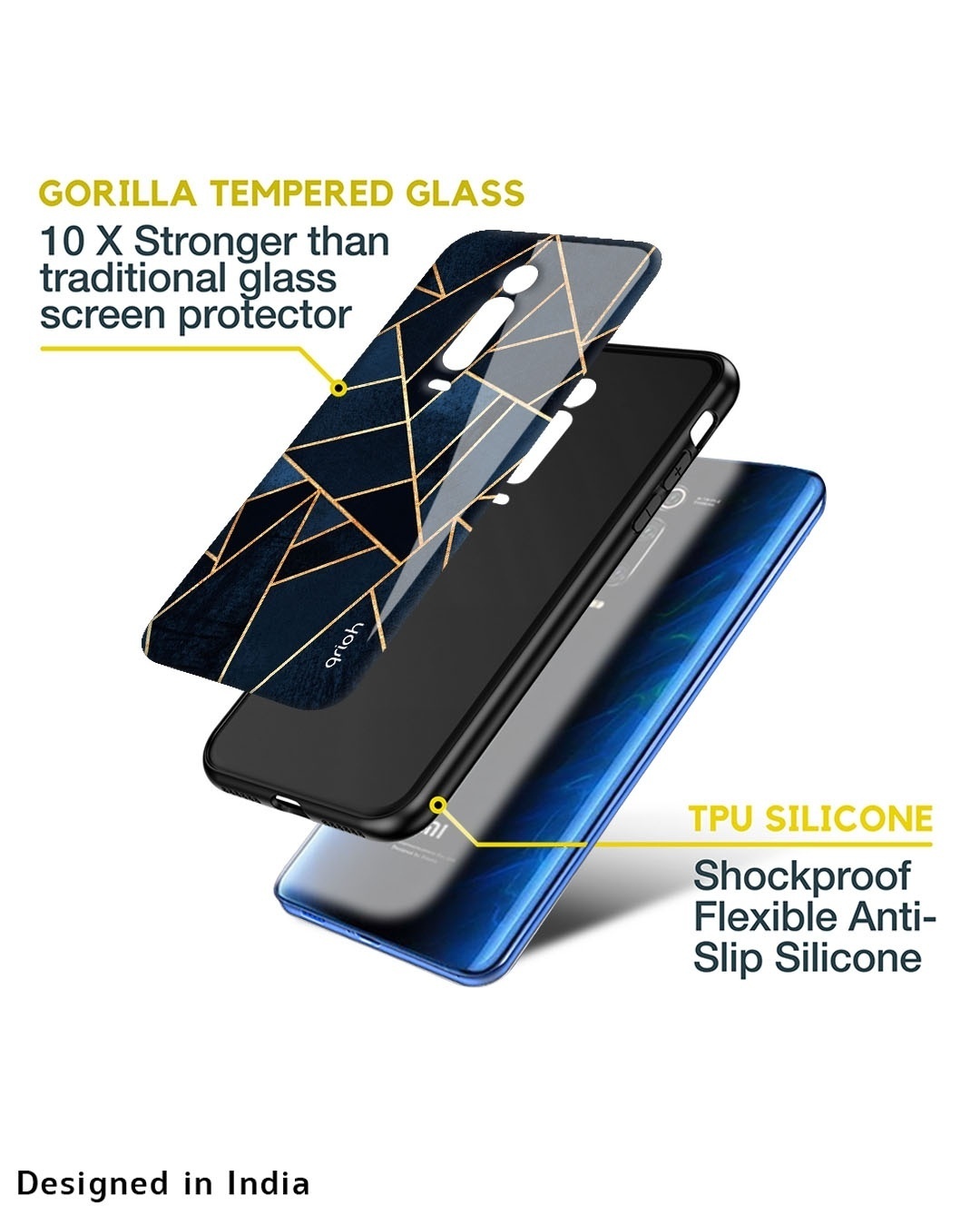 Shop Abstract Tiles Premium Glass Case for Redmi A1+ (Shock Proof, Scratch Resistant)-Design