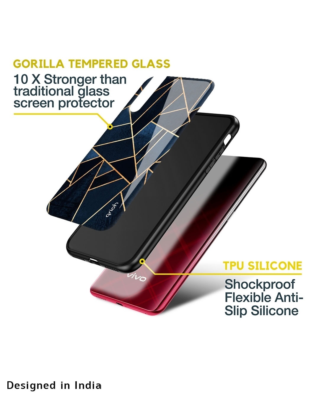 Shop Abstract Tiles Premium Glass Case for Vivo iQOO 11 (Shock Proof, Scratch Resistant)-Design
