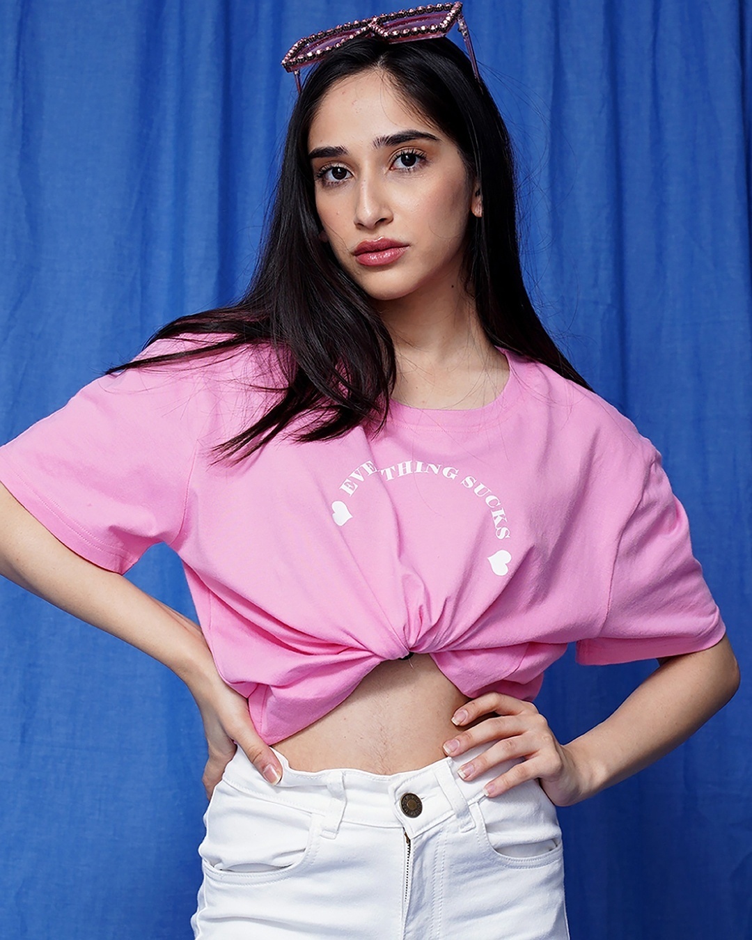 Shop Women's Pink Printed Oversized Fit T Shirt-Design