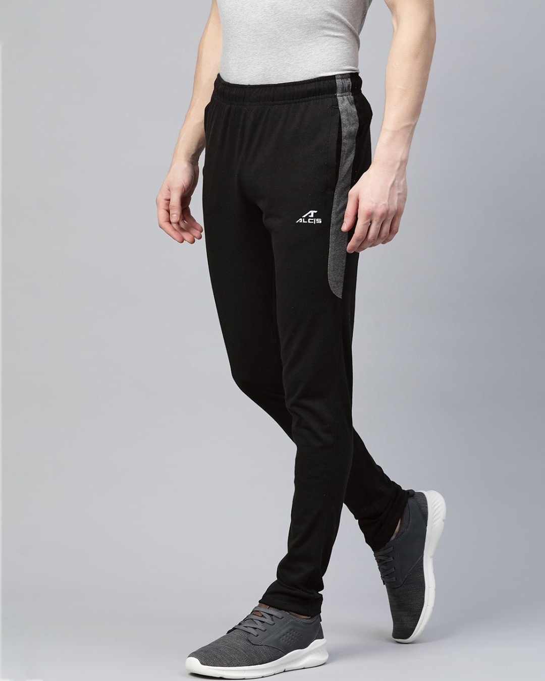 Shop Men Black Solid Stretchable Track Pants-Design