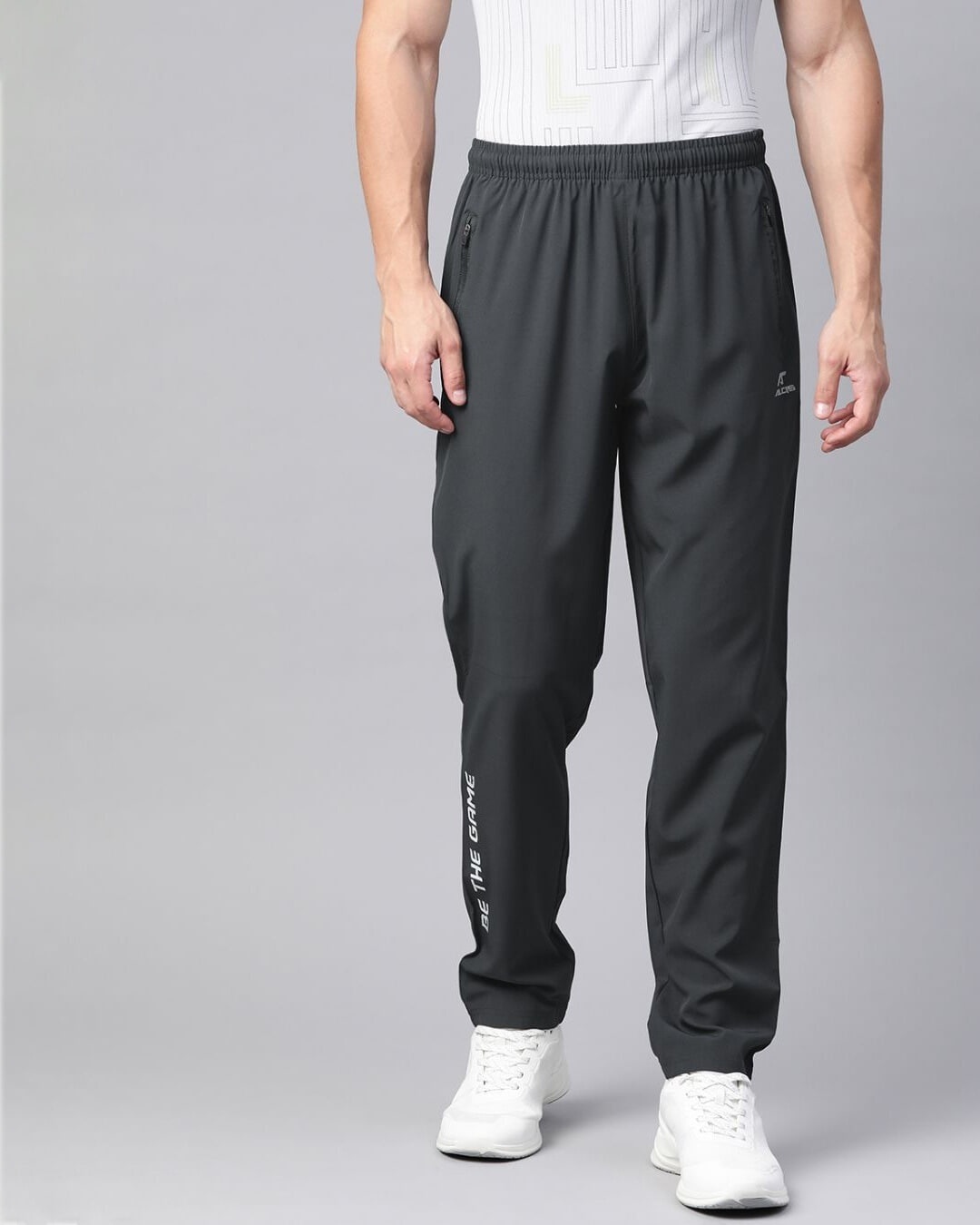Shop Men Charcoal Grey Solid Track Pants