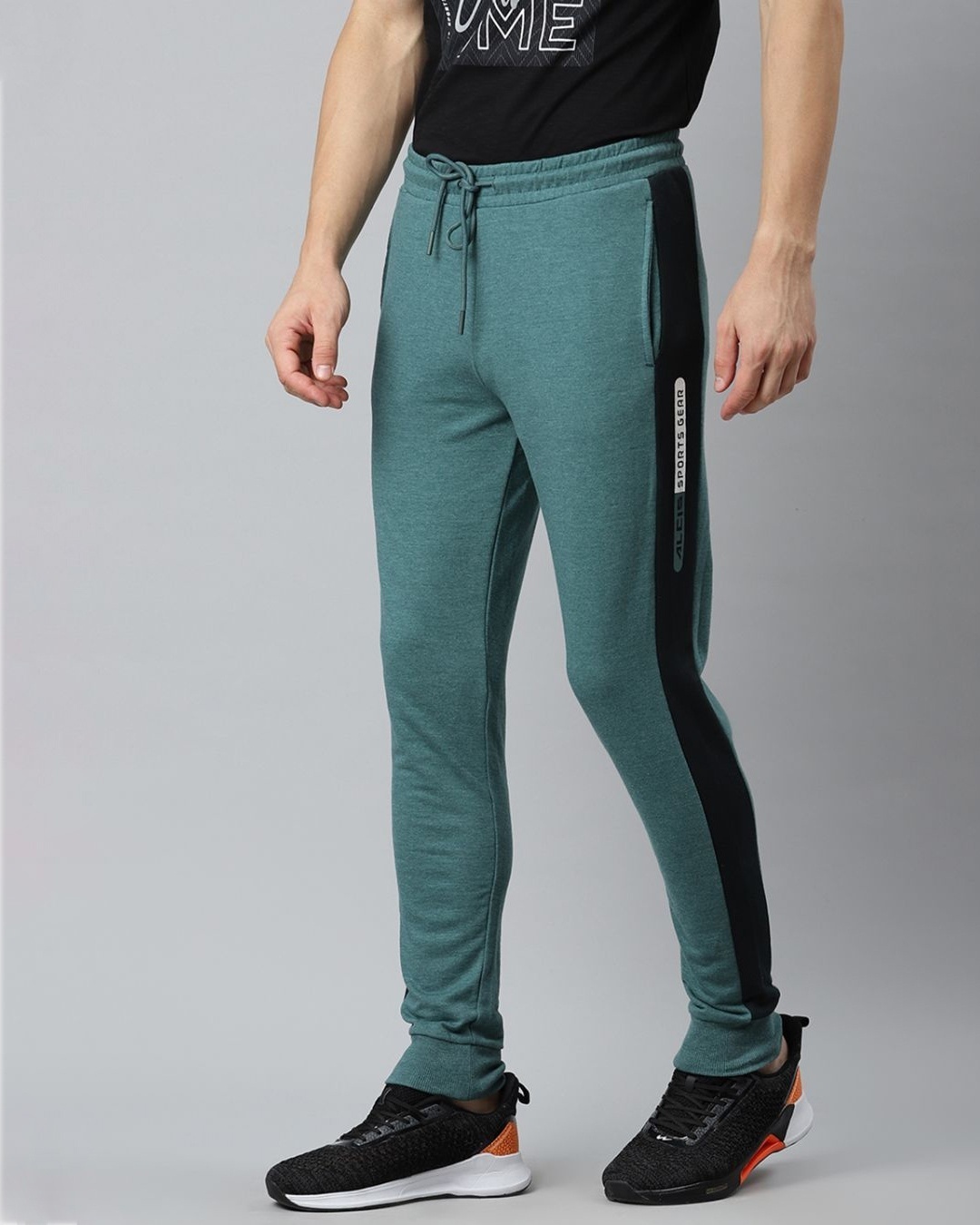 Shop Men Green Slim Fit Solid Joggers-Design