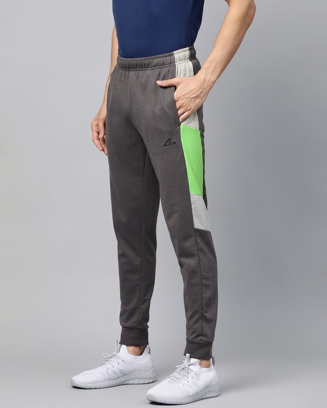Shop Men Grey Colourblocked Track Pants-Design